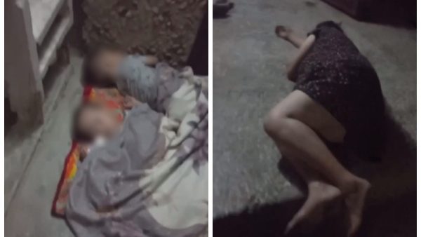 В Актау мать с двумя маленькими детьми легла спать прямо на бетон у подъезда
